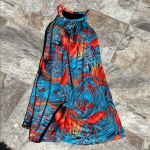Tropical Print Halter Dress